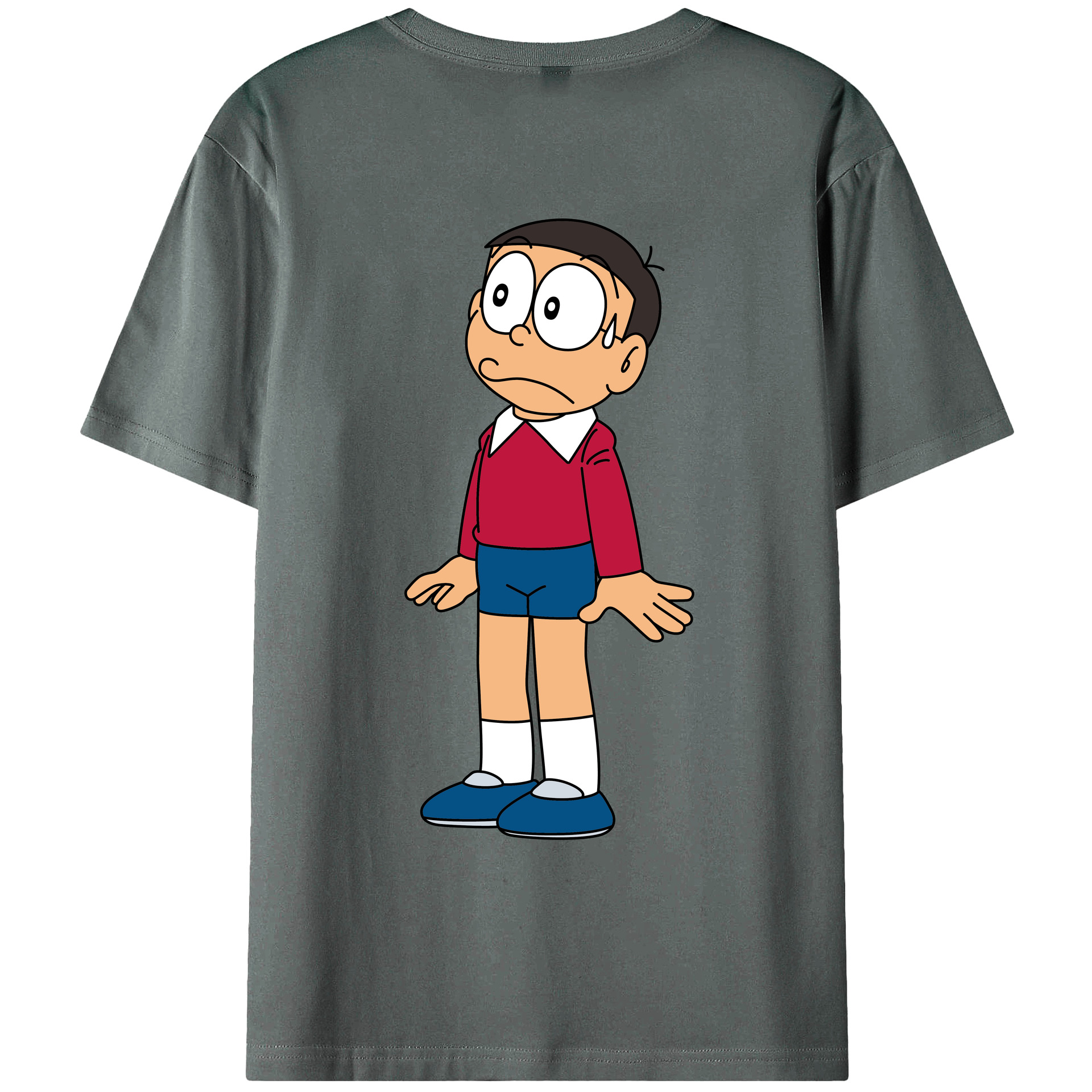 （画像用） ドラえもん 野比 のび太 Doraemon Nobita Nobi 綿100％ メンズ半袖Tシャツ（バックプリント） 通気性